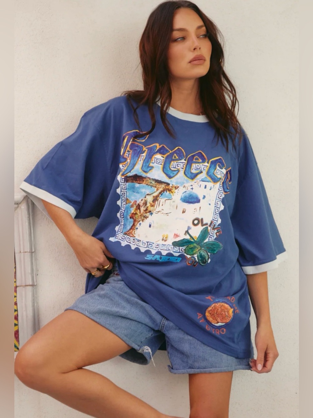 THE VERY OVERSIZED LOVE NOTES TEE - GREECE - NAVY BLUE
